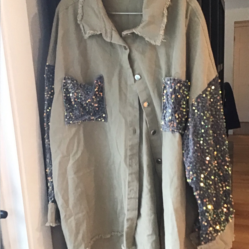 Denim Sequin Patchwork Jacket - image 2